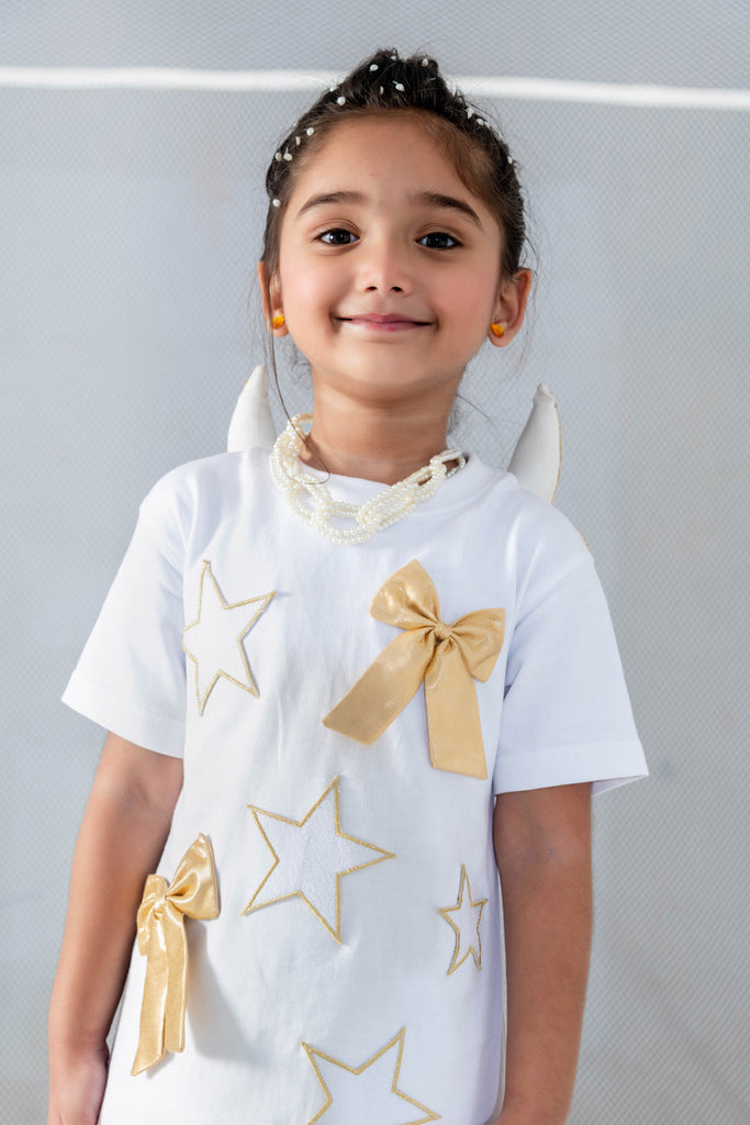 Golden Wings Dress (White)  Sanctioned By You